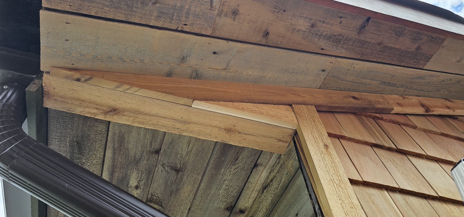 Terri Wylie project — cedar shake siding detail, close-up of coursing and texture