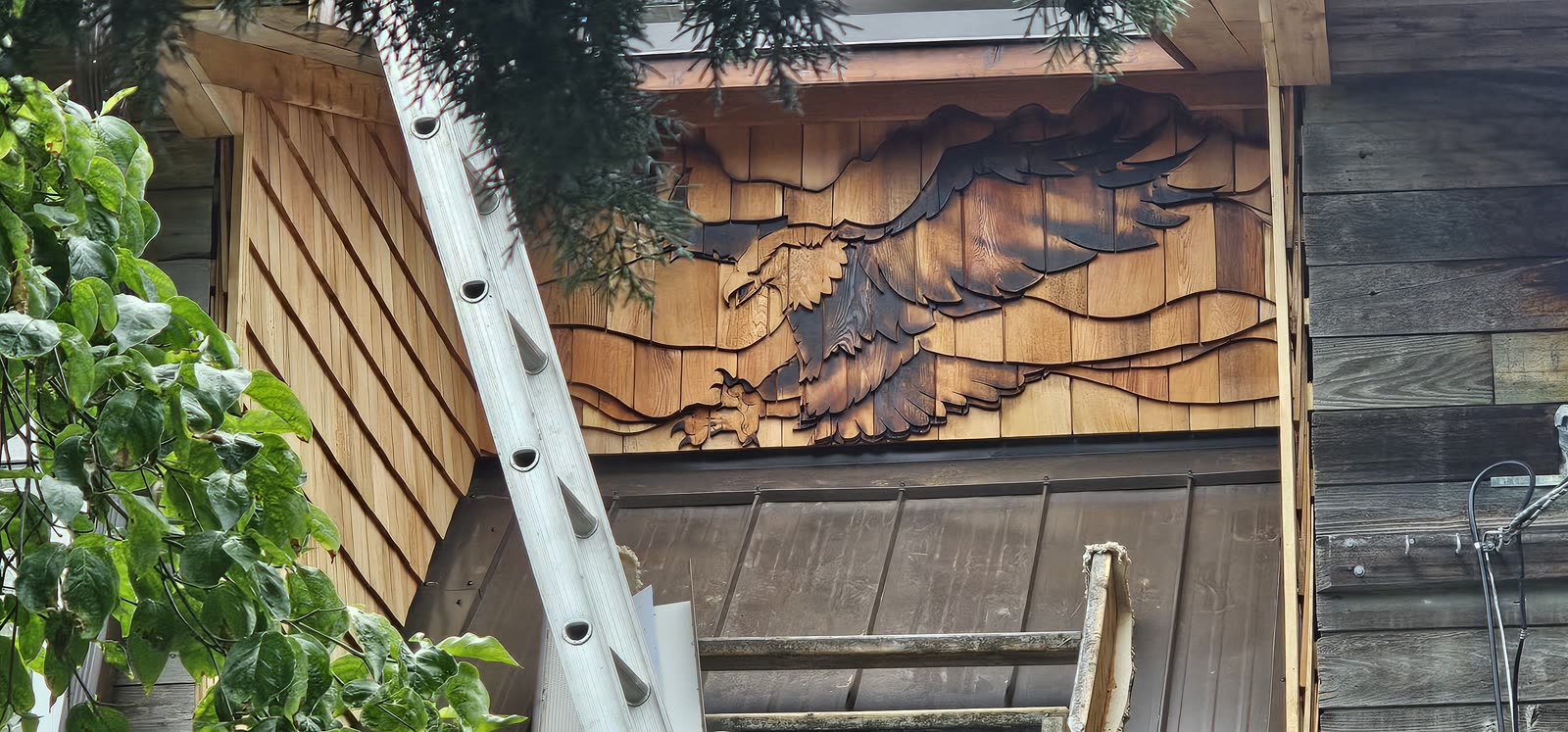 Terri Wylie project — eagle feature panel installed on building exterior