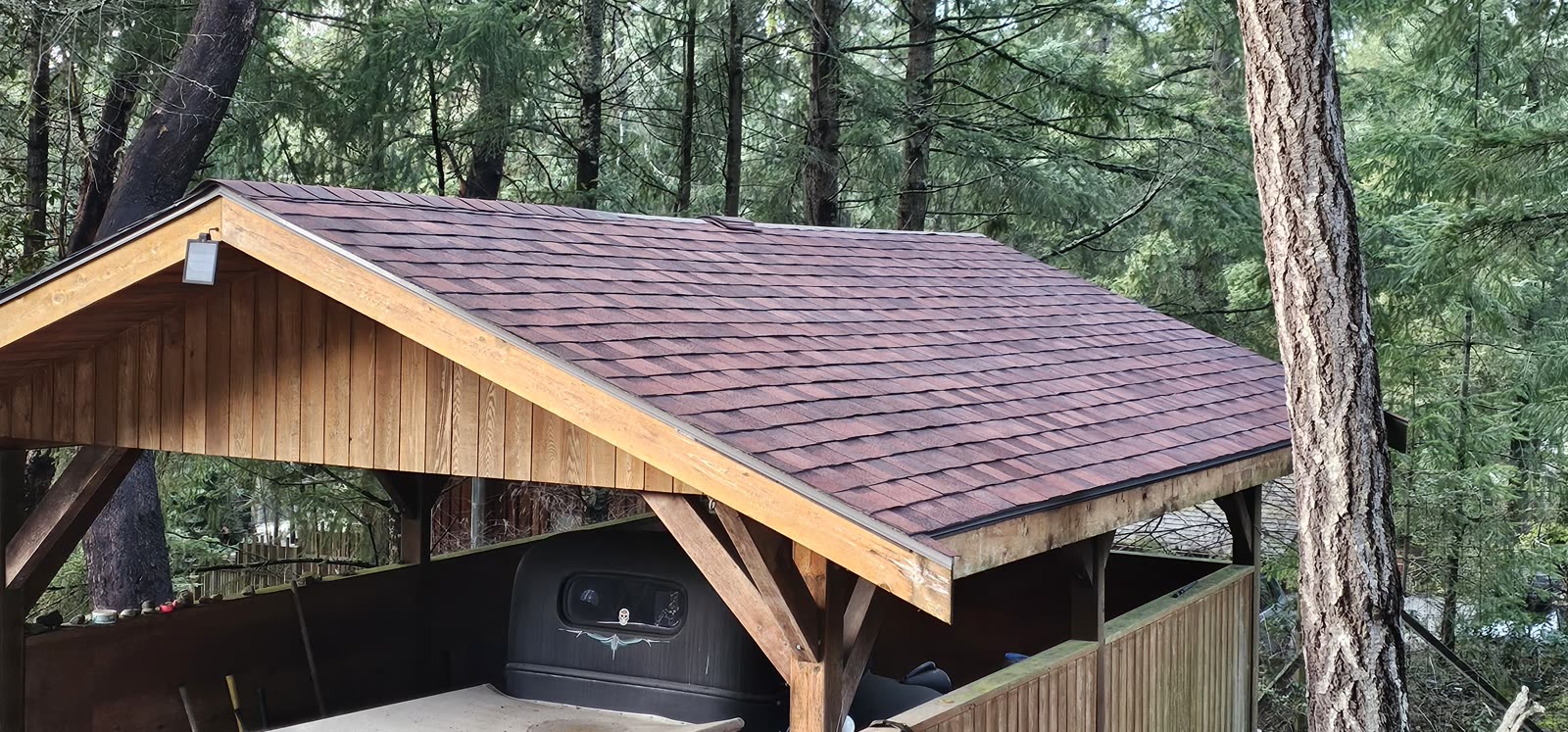Butler reroof project — completed asphalt shingle roof, Salt Spring Island