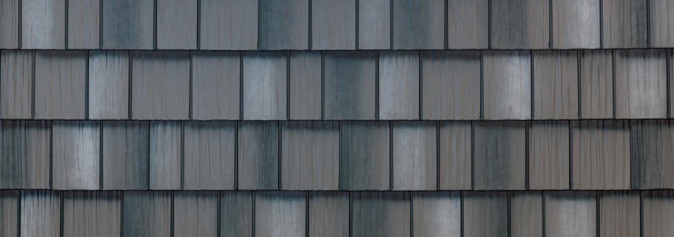 EDCO ArrowLine steel shake roofing — charcoal gray blend, lifetime warranty